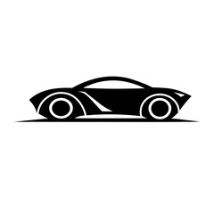 A large future car symbol in the center. Isolated black symbol. Vector illustration on white background