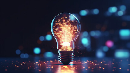 Digital marketing, Creative, New ideas and innovation for business growth, Light bulb shape and business icon with network connection