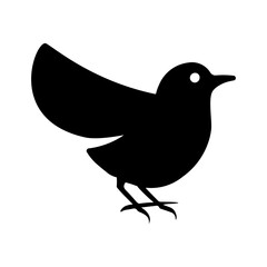 A large bird symbol in the center. Isolated black symbol. Illustration on transparent background