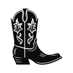 Cowboy Boot Black Color Vector-