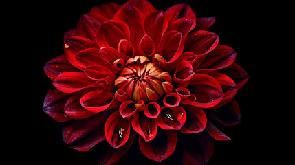 red dahlia. Flower on the black isolated background with clipping path. For design. Closeup. Nature,