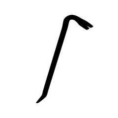 A large crowbar symbol in the center. Isolated black symbol. Vector illustration on white background