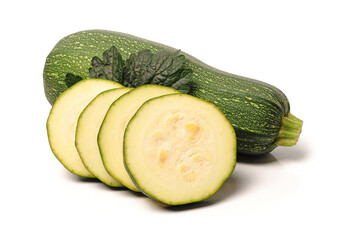 Fresh cutted zucchini isolated on a white background. 