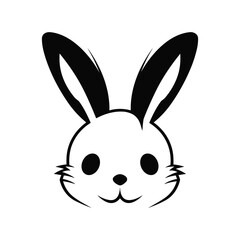 Cute Bunny Face Black Color Vector Illustration