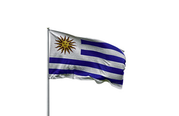 Fototapeta premium Uruguay flag waving on transparent or PNG background with vintage, retro effects