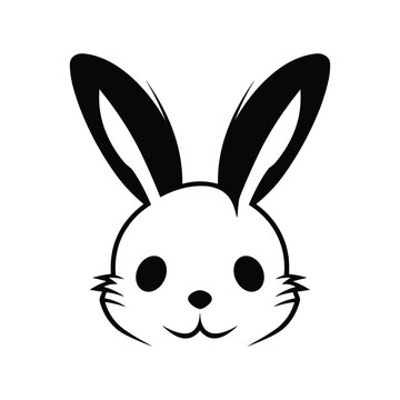 Cute Bunny Face Black Color Vector Illustration