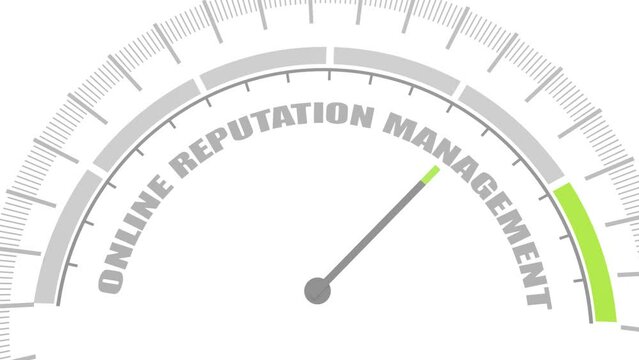 ORM - Online Reputation Management acronym. Business concept. Instrument scale with arrow. Colorful infographic gauge element.