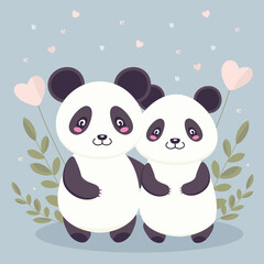 panda with heart