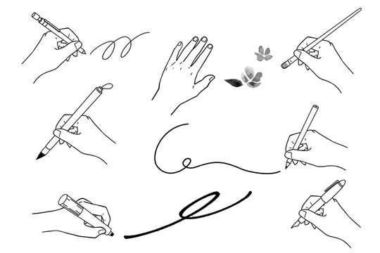  書く手・描く手（線画のみ）