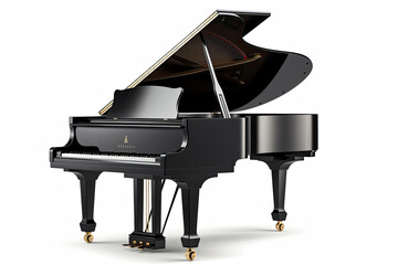 black grand piano isolated on white background