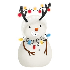 cute snowman with decorative light