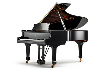 black grand piano isolated on white background
