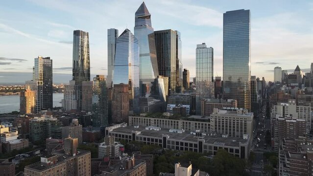 Aerial view of New York City's Hudson Yards.