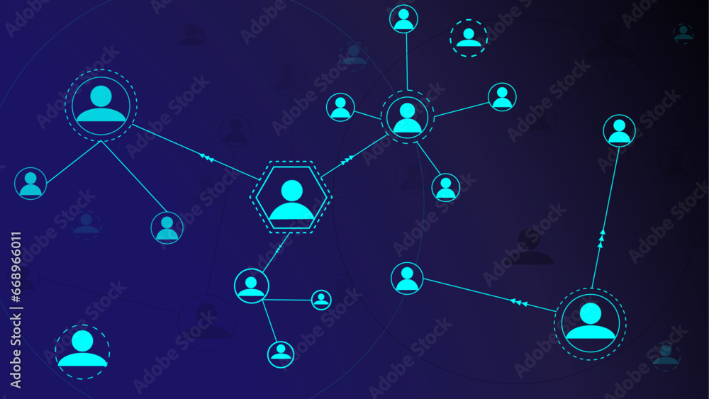 Poster Social network connections. Communication Futuristic Network and Technology, lines and dots as networking idea drawn on white background.