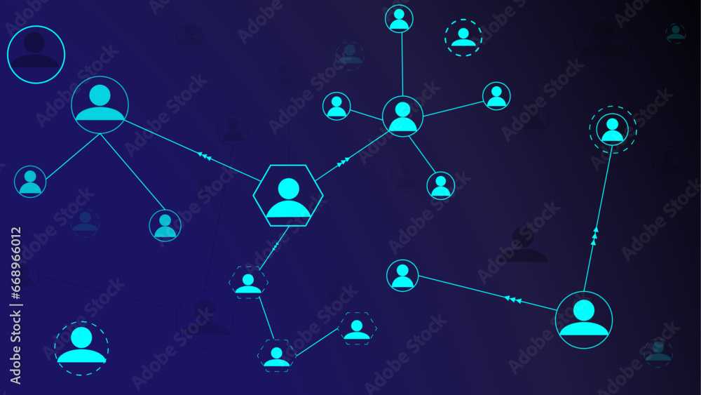 Poster Social network connections. Communication Futuristic Network and Technology, lines and dots as networking idea drawn on white background.