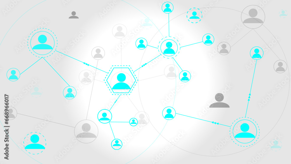Poster Social network connections. Communication Futuristic Network and Technology, lines and dots as networking idea drawn on white background.