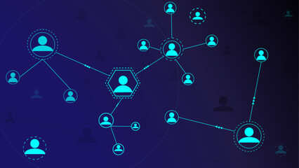 Social network connections. Communication Futuristic Network and Technology, lines and dots as networking idea drawn on white background.