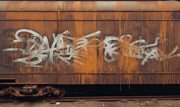 Photo of a vibrant yellow train car covered in colorful graffiti