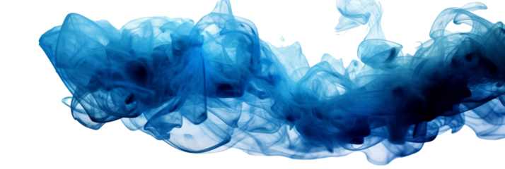 A blue smoke explosion border isolated on transparent background