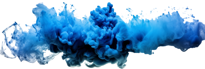 A blue smoke explosion border isolated on transparent background