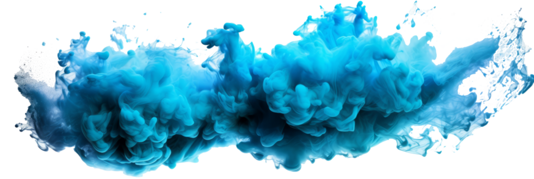 A blue smoke explosion border isolated on transparent background