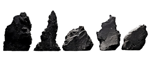 black silhouette of rock photography isolated on transparent background