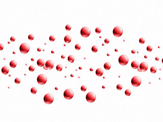 Red water droplets splash and water bubbles on white background with copy space.generative ai