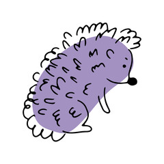 Draw vector illustration character cute hedgehog