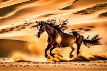 Obraz na płótnie Canvas horse running in desert