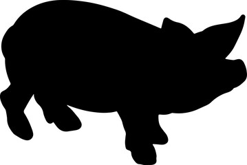 The pig outline art for animal or food concept