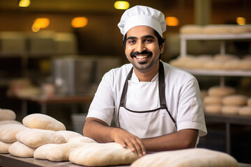 Indian male chef in uniform, smiling