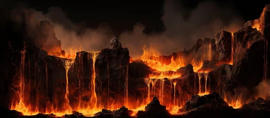 Gordijnen Flaming cascades © AkuAku
