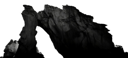 black silhouette of rock photography isolated on transparent background generative ai
