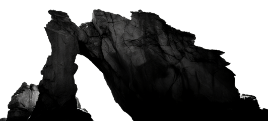 black silhouette of rock photography isolated on transparent background generative ai