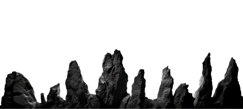 black silhouette of rock photography isolated on transparent background generative ai