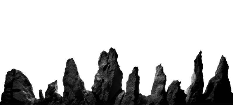 black silhouette of rock photography isolated on transparent background generative ai - Powered by Adobe