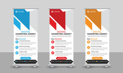 Corporate creative modern digital marketing agency business roll up banner design pull up signage standee x retractable banner design template