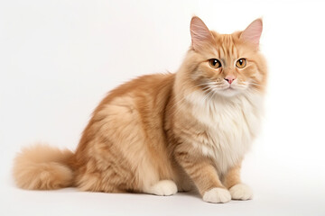 Obraz premium A full body shot of an elegant cute cat on white background