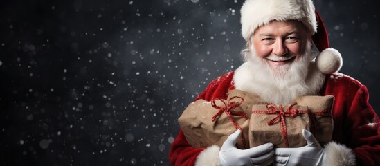 Santa Claus with a sack of gifts for children