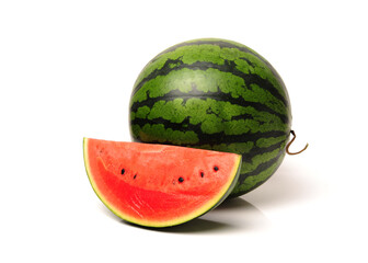 watermelon and slice isolated on white