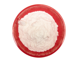 wheat flour in a red bowl