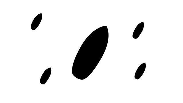 Zoom in and out animation the surf board symbol. Large black symbol in the center and four small symbols around. Seamless looped 4k animation on white background