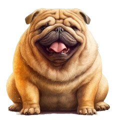 Obraz premium fat cute dog portrait isolated on white background, generative ai