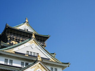Fototapeta na wymiar 素材　広告　文字入れ　かっこいい　大阪城 