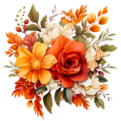 Vibrant Watercolor Floral Arrangement: Autumnal Foliage
