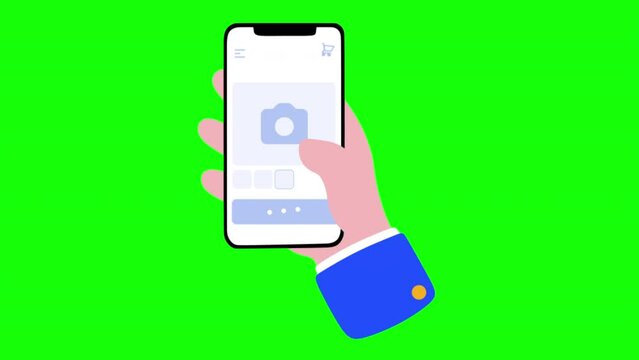 2D Animation of Viewing Products on Smartphone Screen Isolated On Green Screen Background