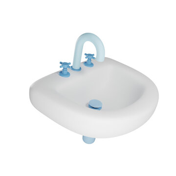 Bathroom sink 3d render icon illustration