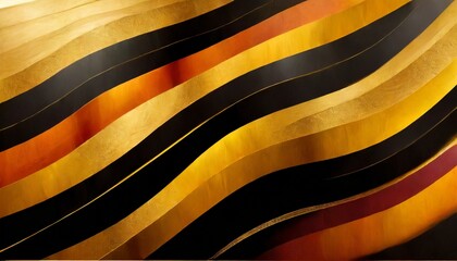 Black and Golden Yellow Wavy Shiny Abstract Background