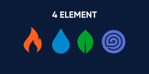 four season logo fire water earth wind energy vector illustration	