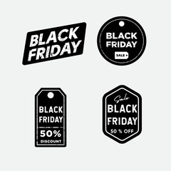 Set Of Black Friday Typography Lettering Word Mark Logo, Supermarket Percent Percentage Discount symbol sign for Shop Store Sale Promo Sticker Price Tag Label